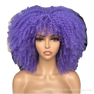 High Quality accept customize synthetic cheap kinky curly wigs for black women hot sale toupee hair heat resistant fiber wig